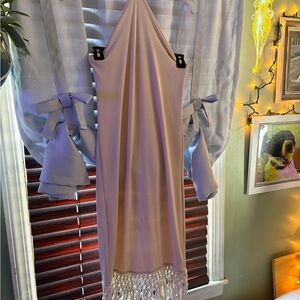 Elegant Halter Neck Dress with Fringe